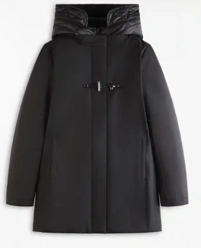 Fay Toggle Coat In Black Wool Blend Fabric
