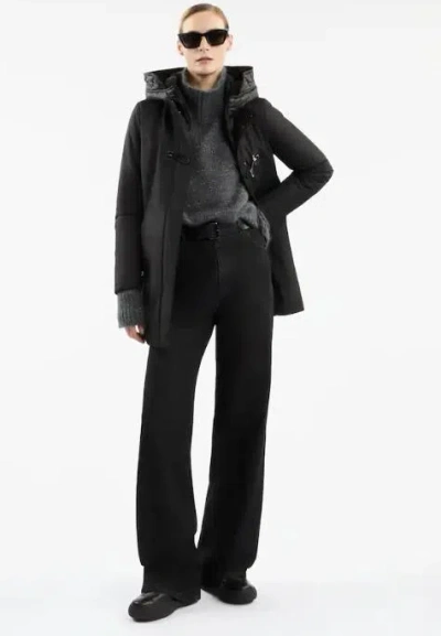 Fay Toggle Coat In Black Wool Blend Fabric