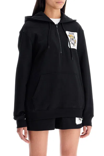 Moschino Felpa Con Cappuccio Teddy Bear In Black