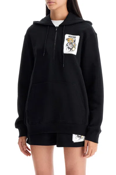 Moschino Felpa Con Cappuccio Teddy Bear In Black
