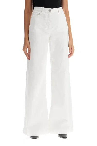 Shop Pinko Pantaloni Wide Leg In Twill In White