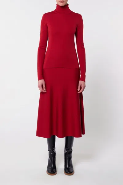 Gabriela Hearst Freddie Knit Skirt In Scarlet Red Merino Wool Cashmere In Scarlet Red