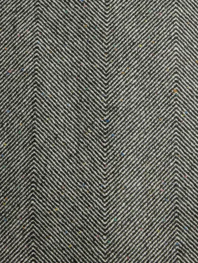 Etro Grey Long Double-breasted Coat With Chevron Motif