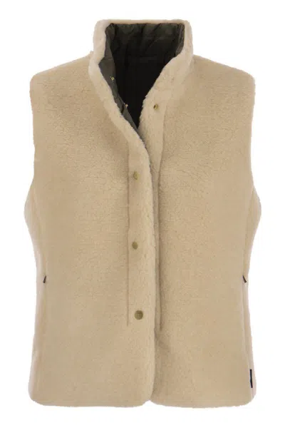 Shop Fay Reversible Shearling Effect Vest In Beige