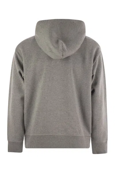 Moncler Cotton Hoodie With Hood And Drawstring In Light Grey