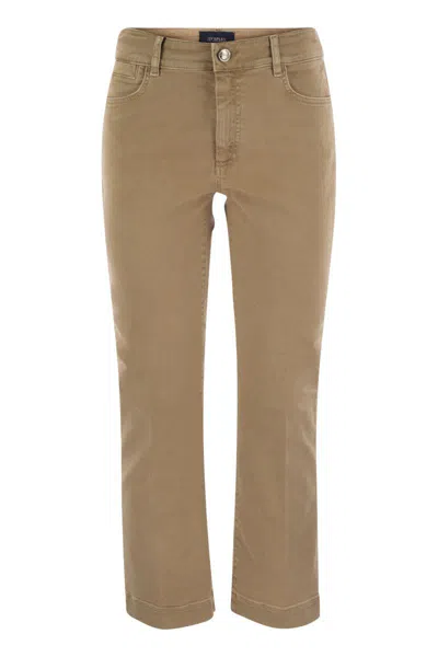 Shop Sportmax Enna - Denim Pants With Mini Flare Line In Brown