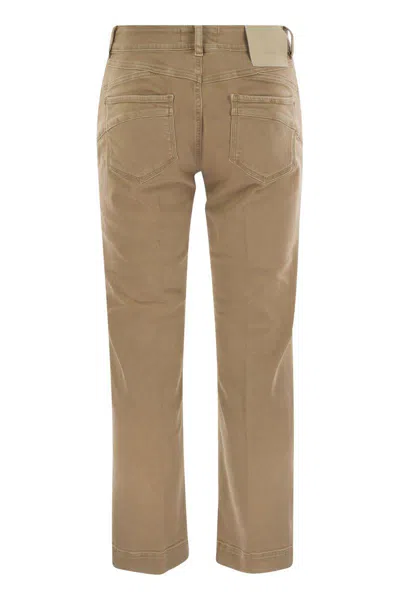 Shop Sportmax Enna - Denim Pants With Mini Flare Line In Brown