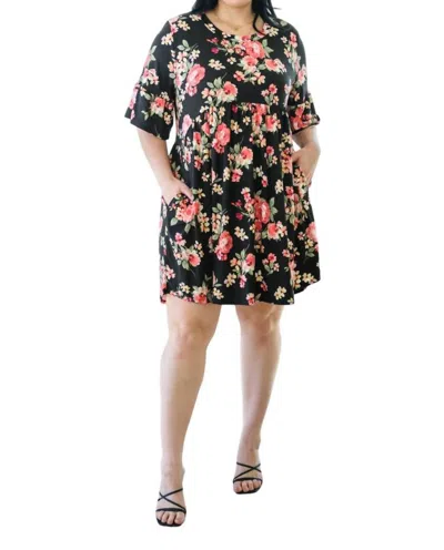 Haptics Tell Me Amore Floral Dress In Black/pink In Multi