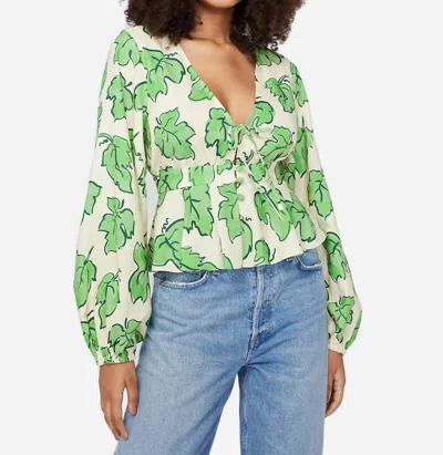 Kitri Irene Top In Green Vine Leaf Print In Multi