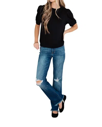Jodifl Evidently Different Puff Sleeve Top In Black In Black