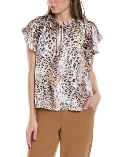 Lola And Sophie Lola & Sophie Ruffle Sleeve Top In Brown