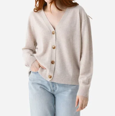 Jumper1234 Hello Heart Cardigan In Oatmeal/candy Pink In Multi