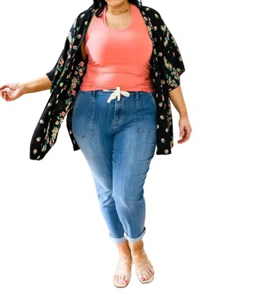Hailey & Co Moment In Time Kimono In Black Floral In Black