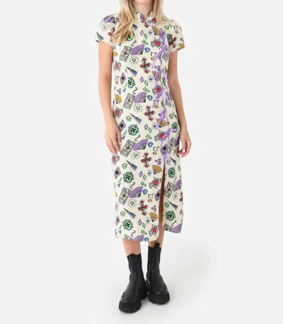 Kitri Leia Midi Dress In Ice Playing Cards In Multi