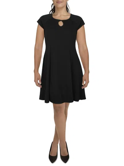 24/7 Comfort Plus Womens Solid Polyester Fit & Flare Dress In Black