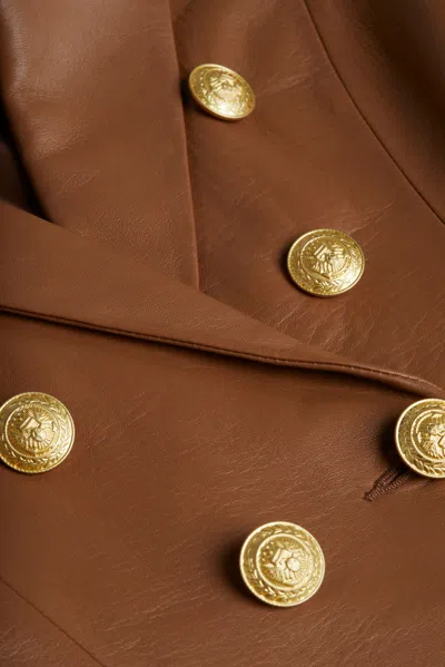L Agence Bethany Leather Tapered Blazer In Soft Cognac