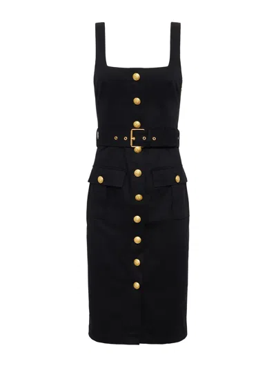L'agence Idy Button Down Dress In Black In Black/gold