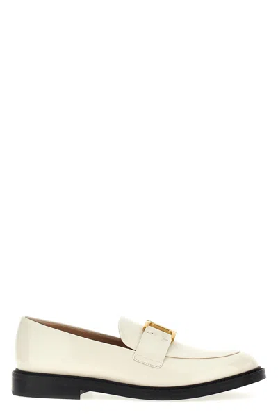 Chloé Marcie Embellished Leather Loafers In White