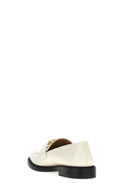 Chloé Marcie Embellished Leather Loafers In White
