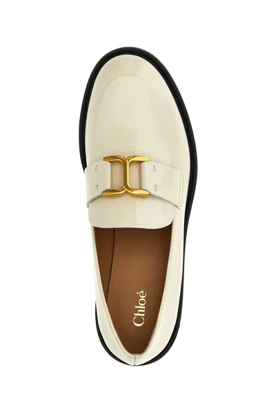 Chloé Marcie Embellished Leather Loafers In White