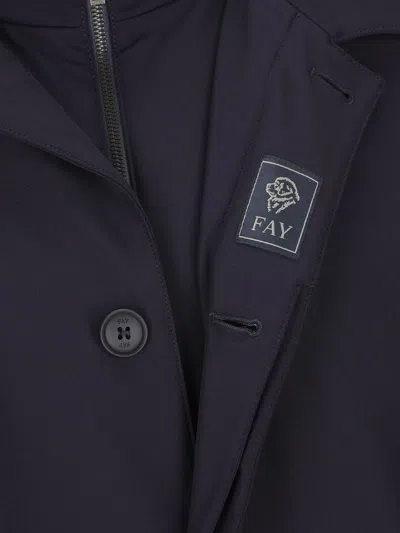 Fay Blue Nylon Morning Raincoat
