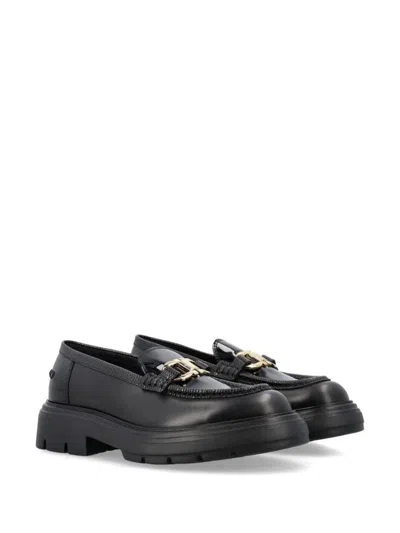 Ferragamo Brooke Loafers With Chunky Sole And Gold-tone Hardware In Black