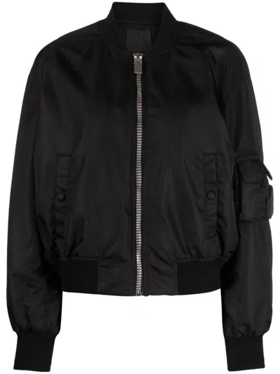 Givenchy Black Logo Nylon Bomber Jacket In Black