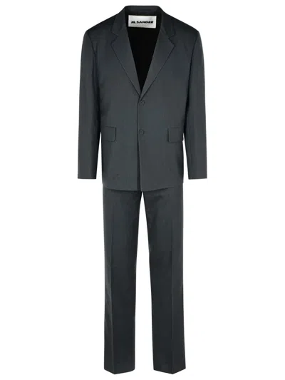 Jil Sander Check Pattern Shirt Set In Grey