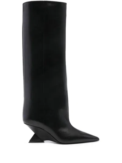 Shop Attico The  Cheope Leather Boots In Black