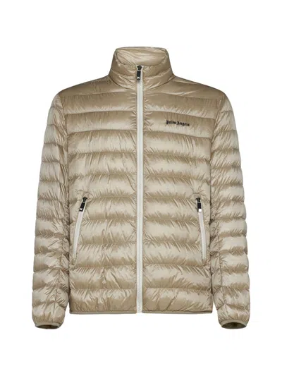 Palm Angels Quilted Down Jacket In Beige