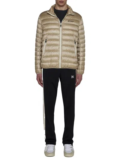 Palm Angels Quilted Down Jacket In Beige
