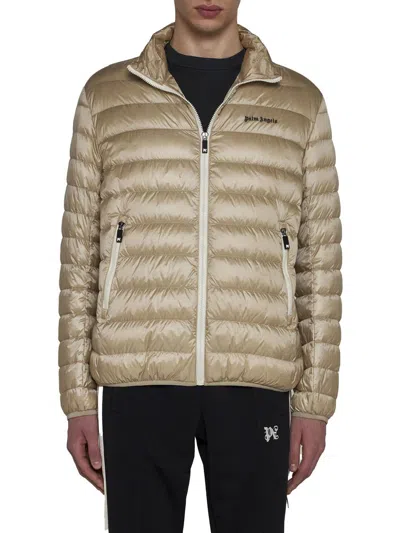 Palm Angels Quilted Down Jacket In Beige