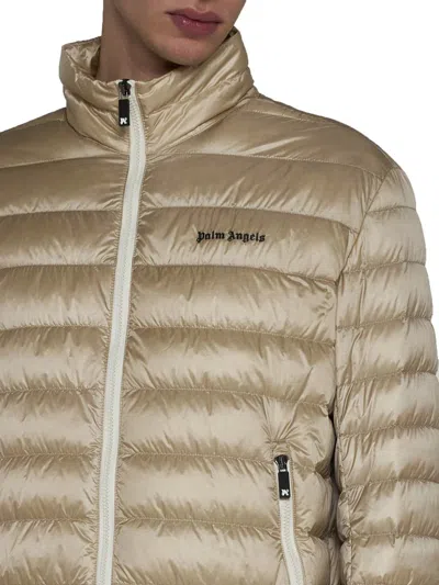 Palm Angels Quilted Down Jacket In Beige
