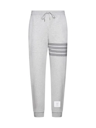 Thom Browne Sweatpants In Classic Loopback With Engineered 4 Bar Stripe In Lt Grey