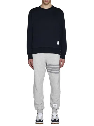 Thom Browne Sweatpants In Classic Loopback With Engineered 4 Bar Stripe In Lt Grey