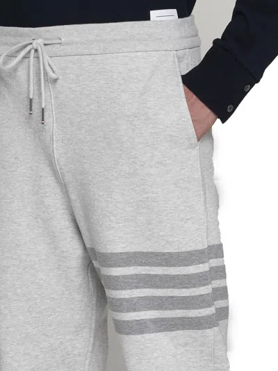 Thom Browne Sweatpants In Classic Loopback With Engineered 4 Bar Stripe In Lt Grey