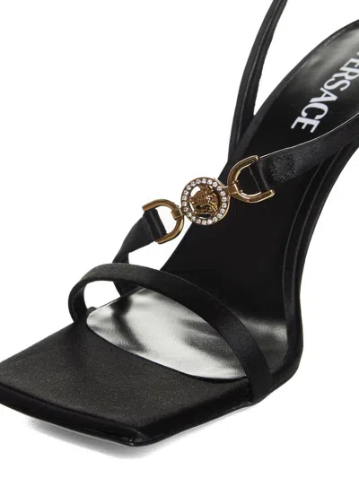 Shop Versace Sandals In Black  Gold