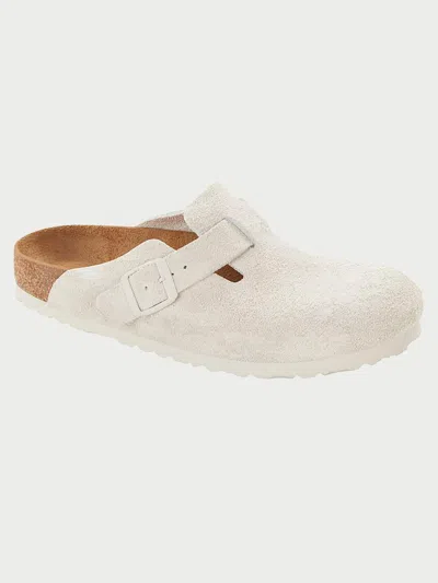 Birkenstock Off-white Narrow Boston Soft Footbed Slip-on Loafers In Antique White