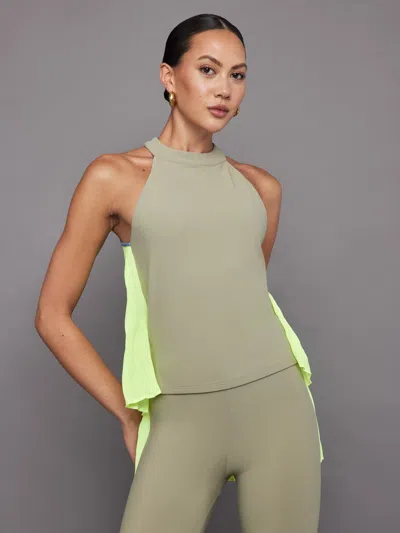 Carbon38 Pleated Back Tank In Melt In Silversage,acid Lime