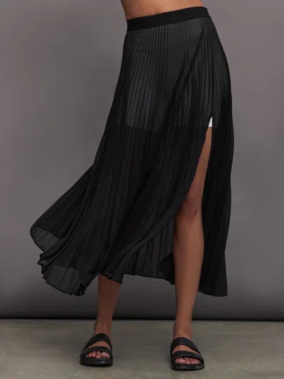 Carbon38 Mesh Pleated Skirt In Black
