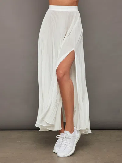 Carbon38 Mesh Pleated Skirt In Ivory