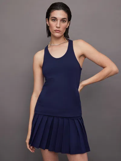 Shop Norma Kamali Racer Tailored Terry Tank Top In True Navy