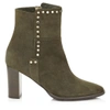 Jimmy Choo Harlow 80 Army Green Suede Boots With Stud Trim