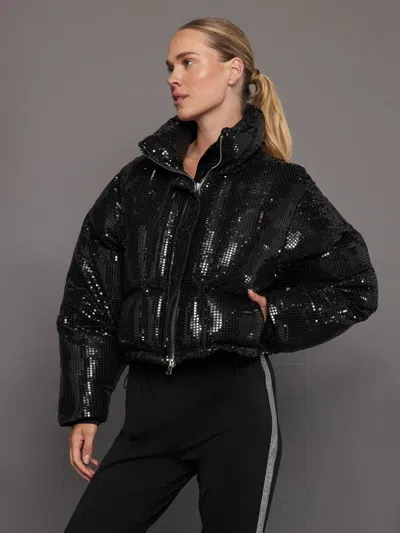 Shoreditch Ski Club Dissco Sequin Puffer Jacket In Black