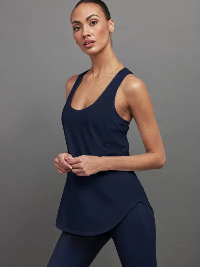 Carbon38 Long Racerback Tank In Navy Blazer