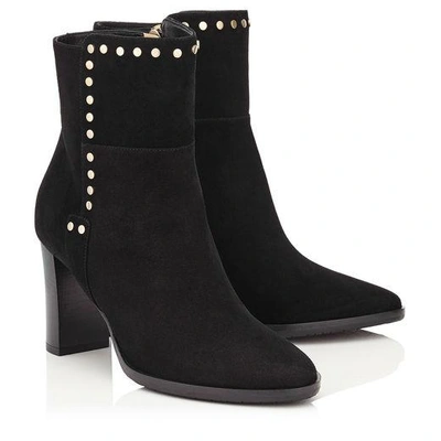 Shop Jimmy Choo Harlow 80 Black Suede Boots With Stud Trim
