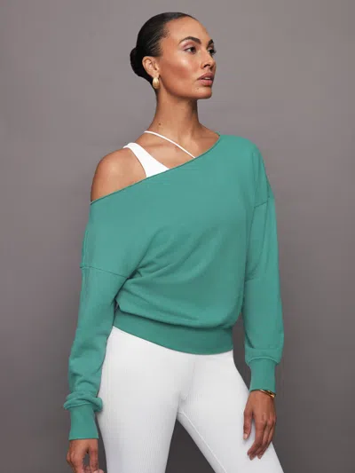 Shop Carbon38 Off Shoulder Sweatshirt In French Terry In Slushy