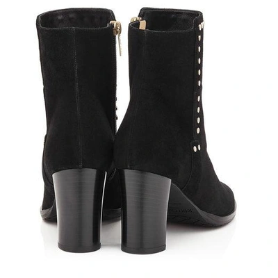 Shop Jimmy Choo Harlow 80 Black Suede Boots With Stud Trim