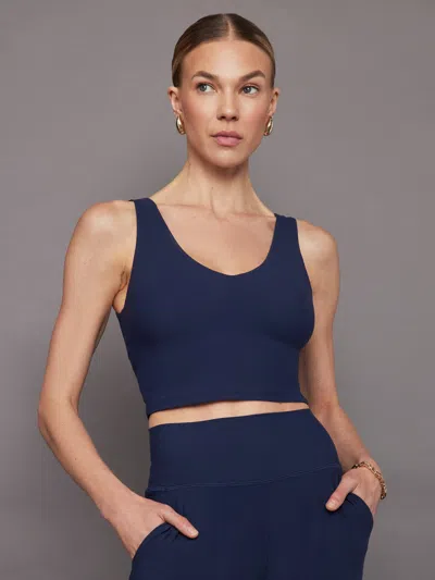 Carbon38 V-neck Longline Bra In Melt In Navy Blazer