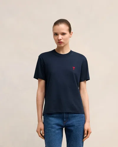 Shop Ami Alexandre Mattiussi Navy Cotton Ami De Coeur T-shirt Blue In Night Blue